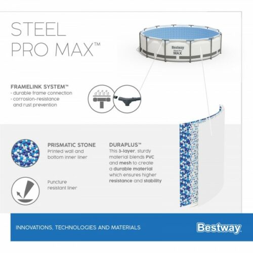 Bestway 5612X Каркасный бассейн Steel Pro Max 427х122см, 15232л, фил.-насос 3028л/ч, лестница, тент — изображение 8