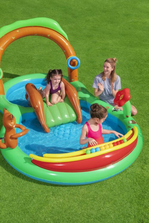 Bestway 53093 Игровой центр 295х199x130см "Лесные игры" с разбрызгивателем, горкой и игрушками, 325л, от 2 лет — изображение 3