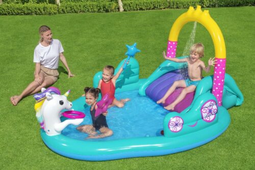 Bestway 53097 Игровой центр 274х198х137см "Волшебный единорог" с разбрыз., горкой и игрушками, 220л, от 2 лет — изображение 4