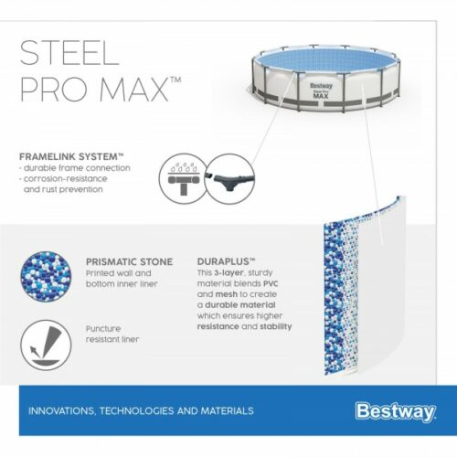 Bestway 56418 Каркасный бассейн Steel Pro Max 366х100см, 9150л, фил.-насос 2006л/ч, лестница — изображение 7