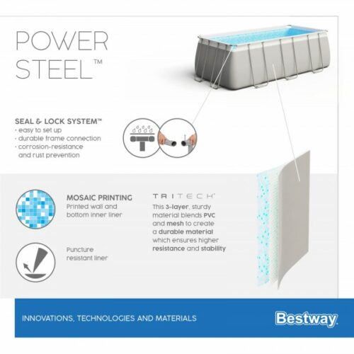 Bestway 56441 Каркасный бассейн Power Steel 404х201х100см, 6478л, фил.-насос 2006л/ч, лестница, попл.-дозатор — изображение 8