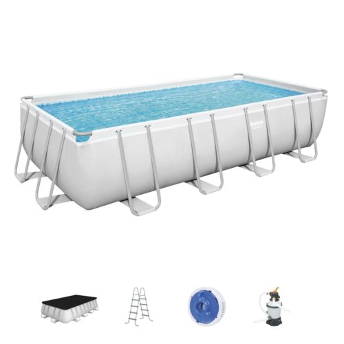 Bestway 56671 Каркасный бассейн Power Steel 488х244х122см, 11532л, песч.фил.-нас. 3028л/ч, лестн., тент, попл.-доз — изображение 3